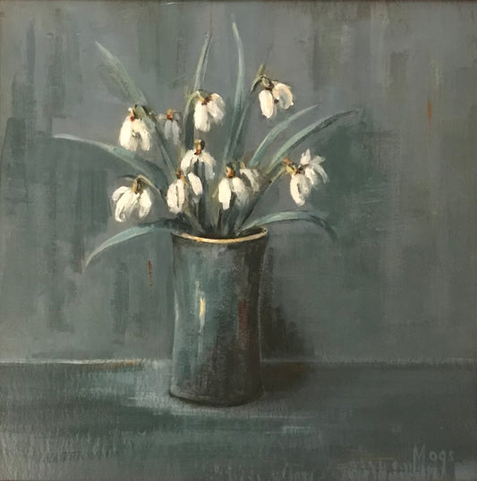 Snowdrops in blue vase
