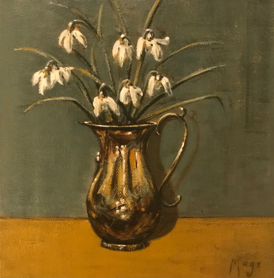Snowdrops in silver jug