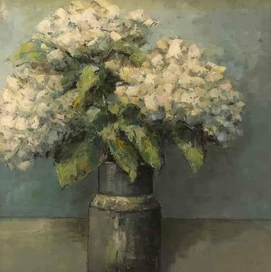 White hydrangea in a vase